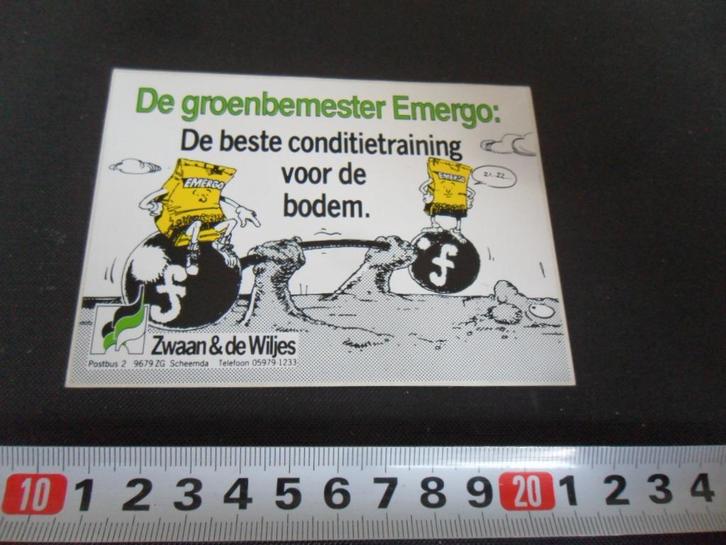 sticker Scheemda Zwaan & de Wiljes De groenbemester EMERGO *, Verzamelen, Stickers, Zo goed als nieuw, Ophalen