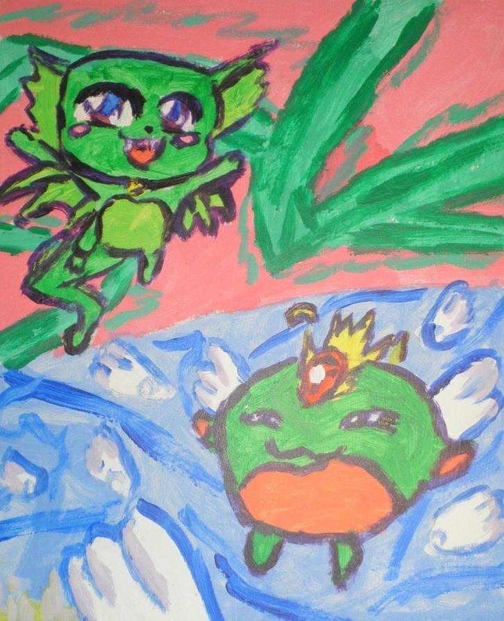 schilderij pokémon, Antiek en Kunst, Kunst | Schilderijen | Modern, Ophalen of Verzenden