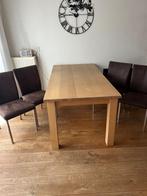 Eettafel met 4 eetstoelen, Ophalen, Gebruikt, Bruin, Vier