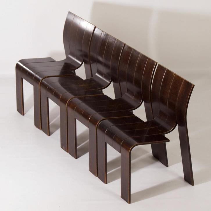 Originele Gijs Bakker stoelen voor Castelijn 1974, Huis en Inrichting, Stoelen, Gebruikt, Vijf, Zes of meer stoelen, Hout, Bruin