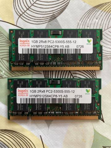 2x 1GB Hynix RAM PC2-5300S Laptop Geheugen beschikbaar voor biedingen