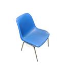 Tweedehands Kunststof Kantinestoel Blauw Chroom