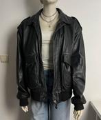 Vintage zwaar lederen piloten jack UNISEX, Maat 52/54 (L), Ophalen of Verzenden, Gedragen, Serge Hervet