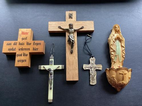 Brocante kruisbeeld Jesus Maria, Antiek en Kunst, Antiek | Religie, Verzenden