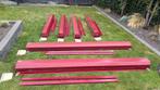 6 mooie rolluiken hand bediend rood met creme, Ophalen, Gebruikt