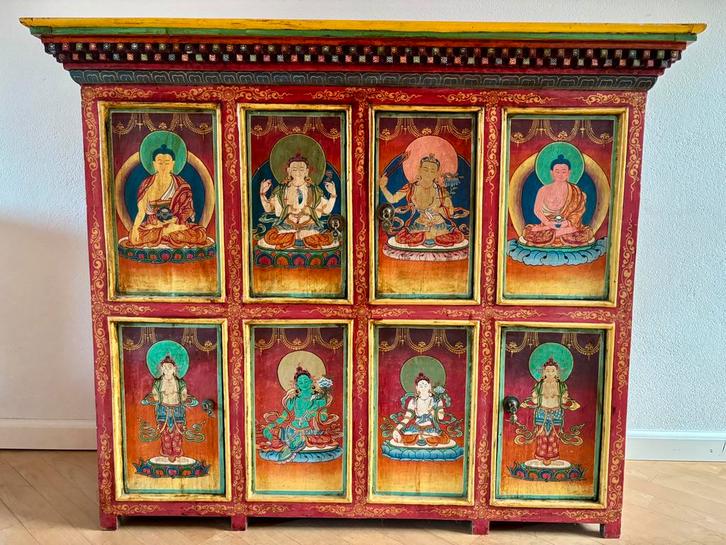 Traditionele vintage Tibetaanse houten kast, Antiek en Kunst, Antiek | Meubels | Kasten, Ophalen