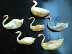 6x Oude feathertree wattenpopjes ZWAAN, Ophalen, Gebruikt