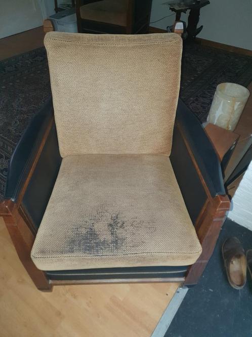 2 artdeco fauteuils,  gratis afhalen per 2, Huis en Inrichting, Fauteuils, Zo goed als nieuw, Hout, Leer, Stof, 50 tot 75 cm, 75 tot 100 cm