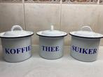 Emaille Koffie-Thee-Suiker Set, Antiek en Kunst, Curiosa en Brocante, Ophalen of Verzenden