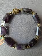 588 armband donkere Amethist kolom facet geslepen, Paars, Nieuw, Ophalen of Verzenden, Elastiek