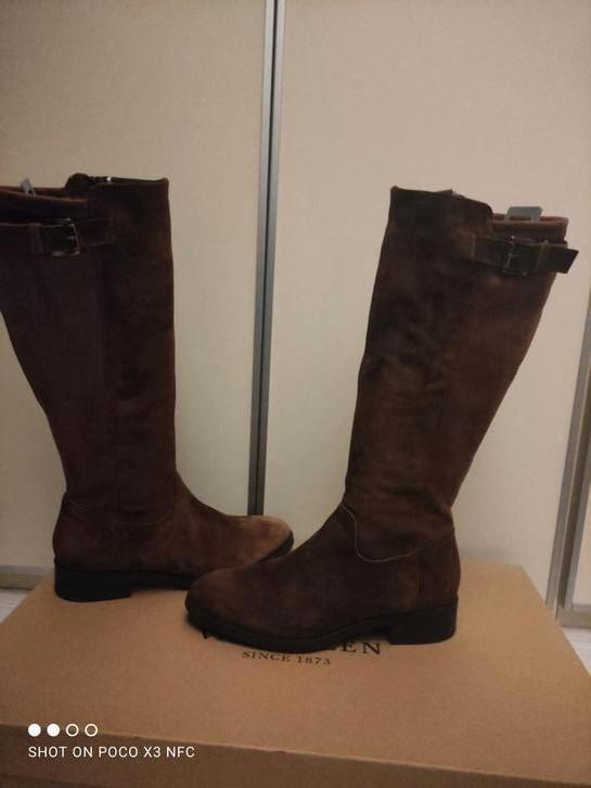 Hoge Bruine suede leren laarzen VAN DALEN maat 39 als nieuw!, Kleding | Dames, Schoenen, Zo goed als nieuw, Hoge laarzen, Bruin