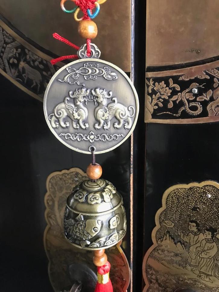 Chinese draak foo dog windgong kasthanger metaal chinees, Huis en Inrichting, Woonaccessoires | Overige, Nieuw, Ophalen of Verzenden