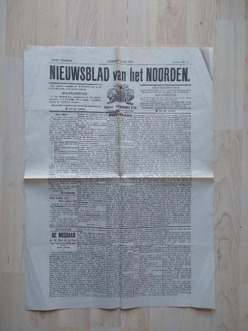 Nieuwsblad van het noorden 2 juni 1888 (herdruk no. 1), Boeken, Tijdschriften en Kranten, Zo goed als nieuw, Ophalen of Verzenden
