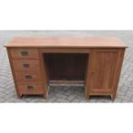 Bureau Teakhout 150br x 50d , met laden op rails & deur., Ophalen of Verzenden, Nieuw, Bureau