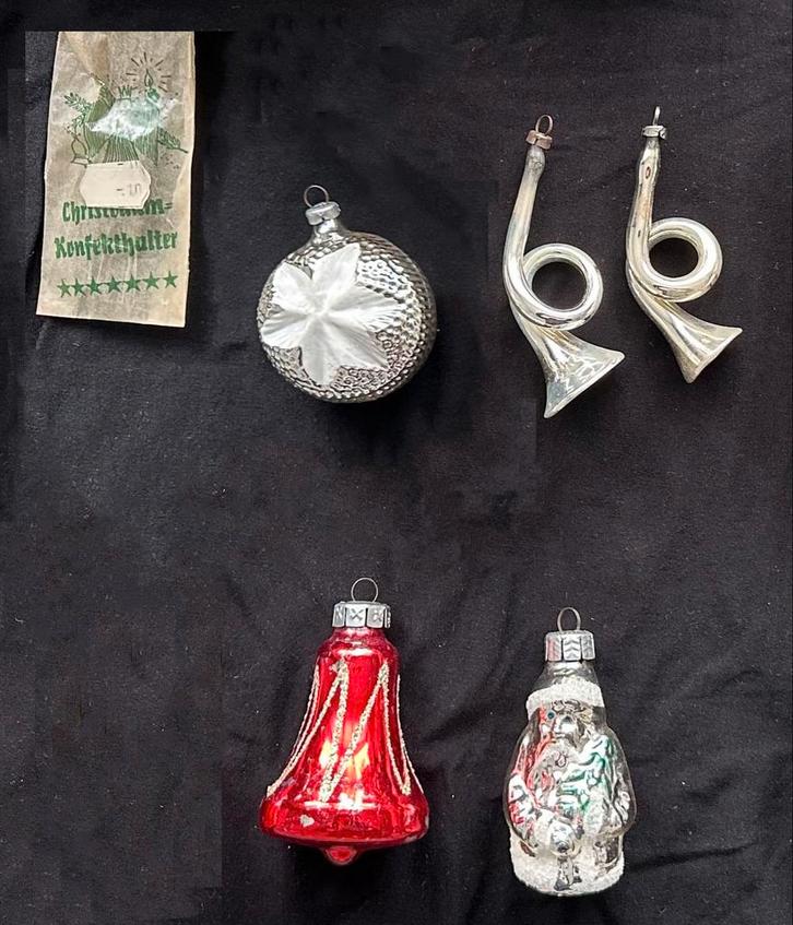 5 zeer oude Antieke Kerstballen, Diversen, Kerst, Gebruikt, Ophalen of Verzenden