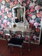 Kaptafel brocante met kruk velours bekleed, Ophalen, 50 tot 100 cm, Minder dan 100 cm