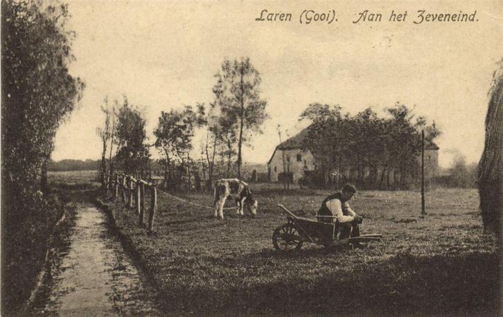 Laren [Gooi]. Aan het Zeveneind. - kruiwagen koe - gelopen, Verzamelen, Ansichtkaarten | Nederland, Ongelopen, Noord-Brabant, Voor 1920