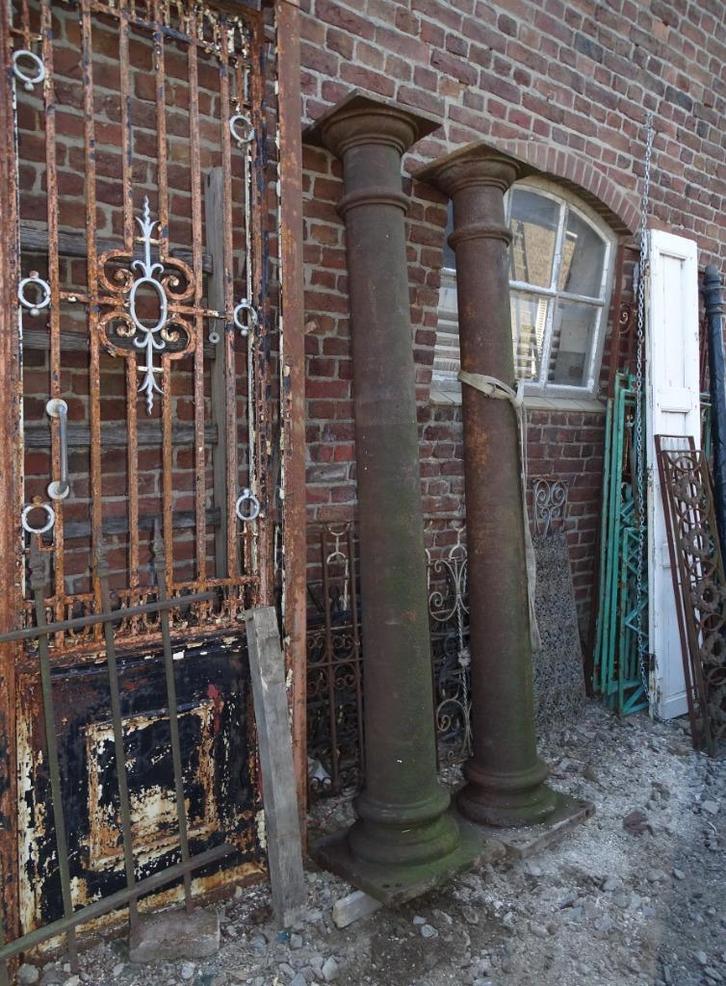 set zeer zware gietijzeren palen stutpalen paal, Antiek en Kunst, Curiosa en Brocante, Ophalen