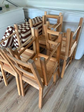 8 IKEA Ivar stoelen met gekleurde kussens - afbeelding 3