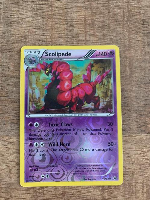 Scolipede 40/98. Reverse Holo. Vintage Pokémon TCG., Hobby en Vrije tijd, Verzamelkaartspellen | Pokémon, Zo goed als nieuw, Losse kaart