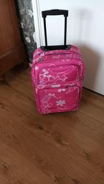 Koffers tassen roze wit wieltjes, Minder dan 35 cm, Hard kunststof, Uitschuifbare handgreep, Zo goed als nieuw