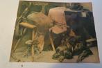 stilleven,hond met ree,afm. 24x19 cm, Ophalen of Verzenden