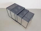 Vintage zwart metaal bijzettafel mimi set Nesting Tables '80, 45 tot 60 cm, Minder dan 55 cm, Metaal of Aluminium, Ophalen of Verzenden