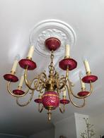 Klassieke Kroonluchter met Roze Accenten, Ophalen of Verzenden, Gebruikt, Metaal