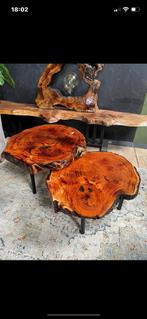 Boomstamtafel salontafel bijzettafel, Huis en Inrichting, Tafels | Salontafels, Ophalen, 50 tot 100 cm, Rond, Zo goed als nieuw