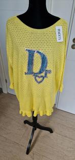 18)Te koop nieuwe gele trui met spijkerstof 1maat ongev.4852, Made in Italy, Nieuw, Ophalen of Verzenden, Geel