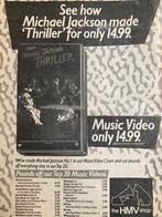 Paginagrote A3 advertentie MICHAEL JACKSON Thriller video, Cd's en Dvd's, Vinyl | Pop, Ophalen of Verzenden