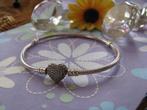 Pandora armband * 21 cm * pavé HART clip sluiting * 590727CZ, Ophalen of Verzenden, Zo goed als nieuw, Zilver, Zilver