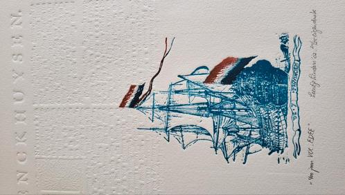 diep-/zeefdruk. Enkhuizen. Leentje Linders geschept papier, Antiek en Kunst, Kunst | Litho's en Zeefdrukken, Ophalen of Verzenden