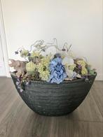 Bloemstuk (kunstbloemen) in bloempot, Ophalen, Gebruikt, Ovaal