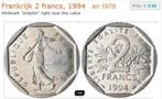 Frankrijk 1979 en 1994 Franc 2.00 zie ook mijn andere adv, Ophalen of Verzenden, Frankrijk, Setje
