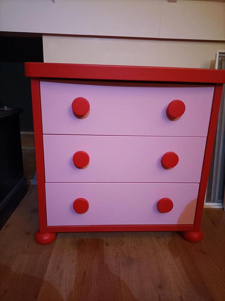 Ikea Mammut ladekast rood roze, Kinderen en Baby's, Kinderkamer | Commodes en Kasten, Gebruikt, Kast, Minder dan 90 cm, 75 tot 100 cm