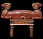 Northern Thai Double Ram Painted Sculpture houten ornament, Ophalen of Verzenden