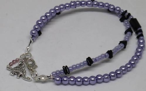 Dubbele laag armband in paars en zwart, Sieraden, Tassen en Uiterlijk, Armbanden, Nieuw, Paars, Ophalen of Verzenden