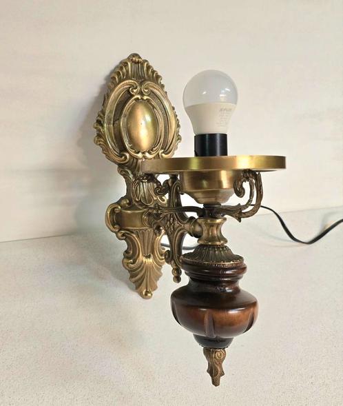 Prachtige Sierlijke, Koperen Wandlamp, Huis en Inrichting, Lampen | Wandlampen, Gebruikt, Ophalen of Verzenden