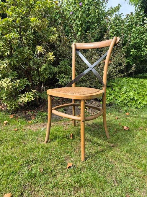 Set 4 vintage landelijk crossback Franse bistro stoelen, Huis en Inrichting, Stoelen, Zo goed als nieuw, Vier, Bruin, Ophalen