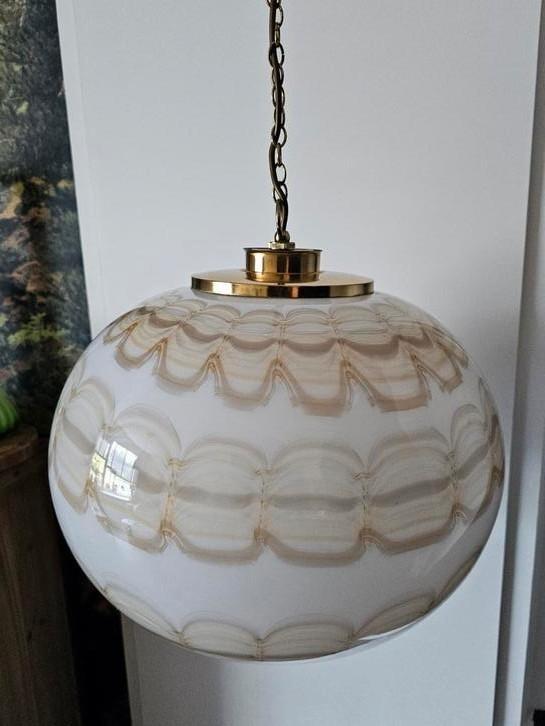 MCM hanglamp met grote Muranokap, Huis en Inrichting, Lampen | Hanglampen, Zo goed als nieuw, 75 cm of meer, Glas, Ophalen of Verzenden