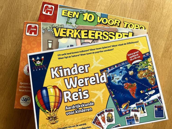 Spellen Kinderwereldreis, Topo, Verkeersspel, Hobby en Vrije tijd, Gezelschapsspellen | Bordspellen, Zo goed als nieuw, Ophalen of Verzenden