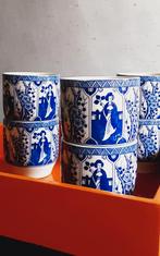 Complete set 6 Aziatische Japanse mokjes Delfts blauw wit, Keramiek, Nieuw, Ophalen of Verzenden, Overige stijlen