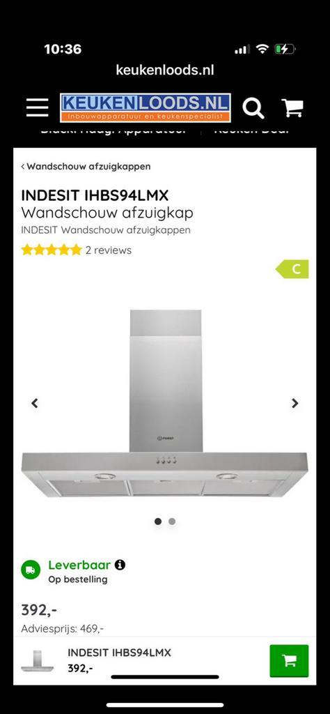 Indesit IHBS94LMX Afzuigkap - Wandschouwmodel, Witgoed en Apparatuur, Afzuigkappen, Nieuw, Inbouw, Wandschouwkap, 400 tot 600 m³ per uur