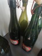 8 GROTE OUDE BELGISCHE BIER FLESSEN 30 CM HOOGTE +Gegraveerd, Ophalen of Verzenden