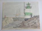 Aquarel IJmuiden 1986, Antiek en Kunst, Kunst | Tekeningen en Foto's, Ophalen of Verzenden