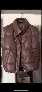 Bruine nep Leren Bodywarmer puffer gewatteerd M, Ophalen of Verzenden, Zo goed als nieuw, Maat 38/40 (M), Bruin
