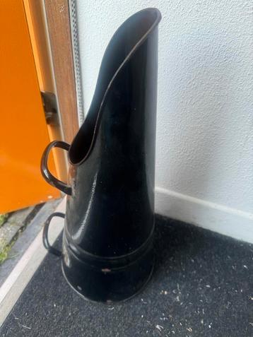 Vintage Emaille Kolenkit / Waterkan Zwart beschikbaar voor biedingen