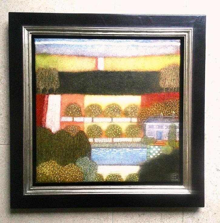 iets naïef Landschap - Rob van Hoek (geb.1957), Antiek en Kunst, Kunst | Schilderijen | Klassiek, Ophalen of Verzenden