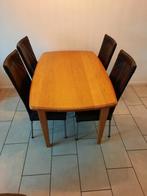 4 zwarte leren eetkamerstoelen, Huis en Inrichting, Stoelen, Ophalen, Gebruikt, Zwart, Metaal